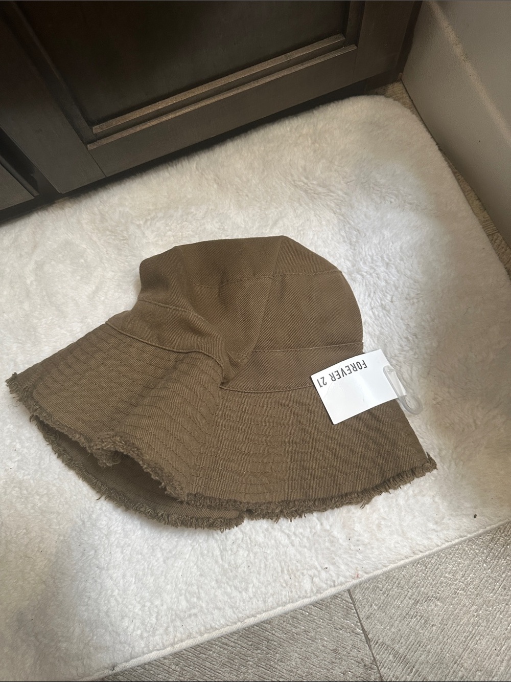 Forever 21 Brown Frayed-Edge Bucket Hat